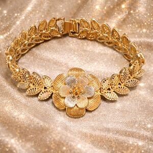 Elegant Gold and Silver Floral Bracelet